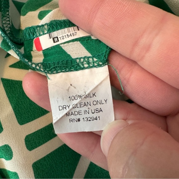 Amanda Uprichard XS Green Geometric 100% Silk Shift Mini Dress ~ Classic - Picture 6 of 6